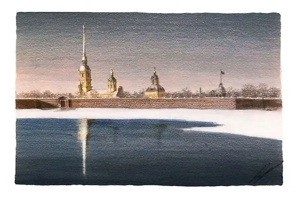 Открытка 10*15 карандаш Петропавловская крепость, О/006/015 317658 — 1