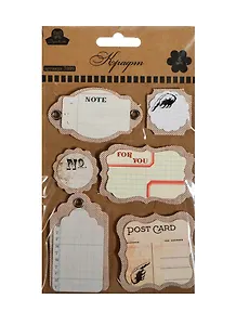 Набор стикеров Крафт (7889) (6шт) (ткань+бумага) (Рукоделие) (упаковка)