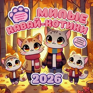 Календарь 2026г 300*300 "Милые кавай-котики. Календарь семейного досуга" настенный, на скрепке