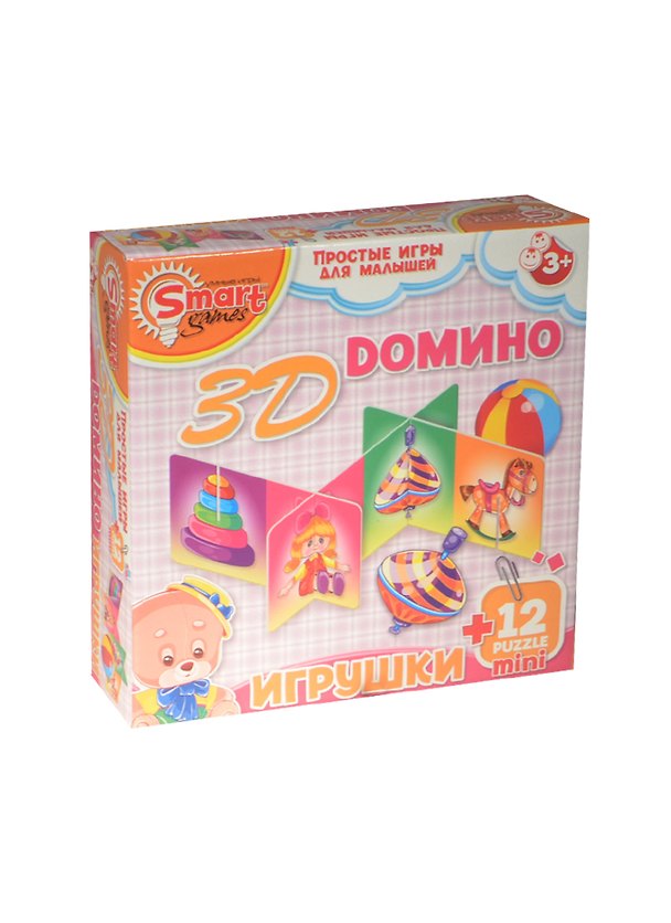 3D Домино Игрушки (Умные игры) (52019) (+12 мини пазл.) (3+) (коробка) 2480302 — 1