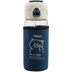 Бутылка в чехле вельвет с защелкой Котик Life is simple (стекло) (450мл) (12-7599-BSQ-389)