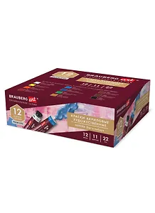 Краски акриловые 12цв 22мл художественные, тубы, BRAUBERG ART PREMIERE