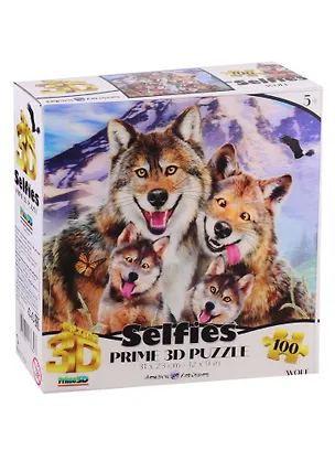 Пазл 100 Super 3D Kids Волки селфи(Wolf Selfie) 2790007