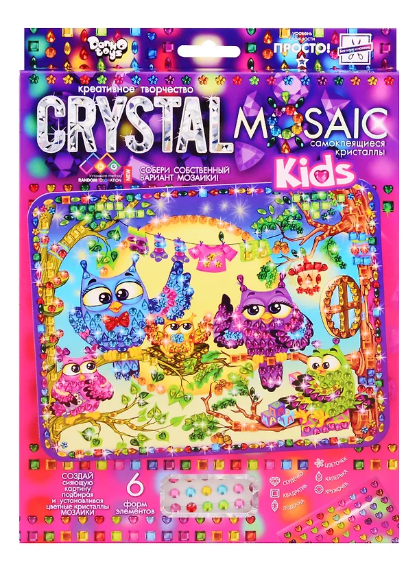 Набор для творчества ДАНКО-ТОЙС Crystal Mosaic Kids Совы 2796887 — 1