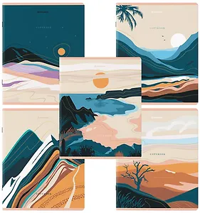 Тетради в клетку Brauberg, Mountains, 48 листов, 5 штук, в ассортименте