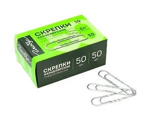 Скрепки 50мм 50шт, гофрированные, оцинк., к/к