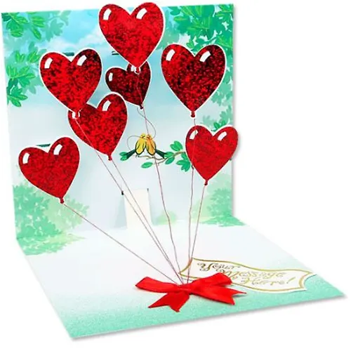 3D открытка Воздушные сердца (Heart Balloons) (квадрат) (618) 2384676 — 1