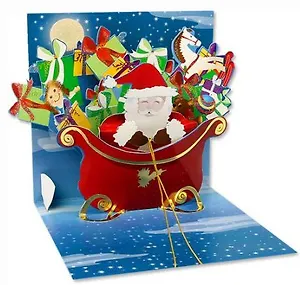 3D открытка Санта с подарками (Santa With Gifts) (квадрат) (847)