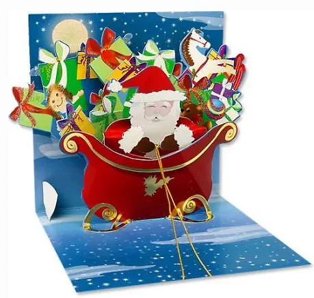 3D открытка Санта с подарками (Santa With Gifts) (квадрат) (847) 2394800 — 1