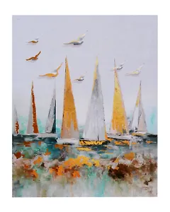 Холст с красками по номерам с золотой поталью "Регата", 40 х 50 см