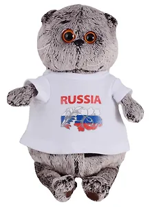 Мягкая игрушка Басик в футболке с принтом Россия (19 см) (Ks19-099)