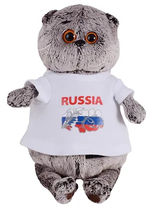 Мягкая игрушка Басик в футболке с принтом Россия (19 см) (Ks19-099) 2654042