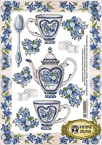 Декупажная карта Фиалковый сервиз (S-024) (упаковка)