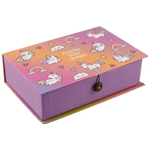 Шкатулка-книга с пуговицей картон S Единороги и облачка (18,5х12х5см) (12-Kairui-RZ-S2-0001-05)