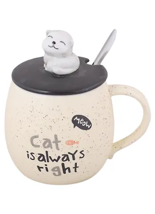 Кружка с крышкой и ложкой "Котик", 420 мл 2935186