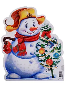 Мини-плакат "Снеговик с елкой"