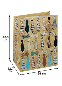 Пакет подарочный бумажный А4 "Галстуки и бабочки"