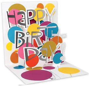 3D открытка День рожденья (Birthday Words) (квадрат) (981) 2384675