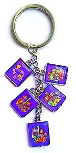 Сувенир, Брелок металл гирлянда Матрешки на фиолетовом с балалайкой [46-9217]