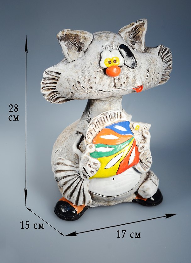 Копилка Кот с рыбой (забавный) (28см) (40554) 2574272 — 1