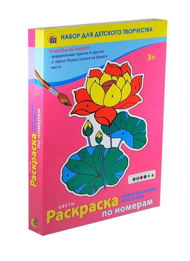 Картина-раскраска по номерам «Цветы», 6 цветов 2416304 — 1