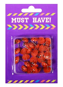 Кнопки гвоздики 30шт "Божьи коровки" блистер, MUST HAVE!