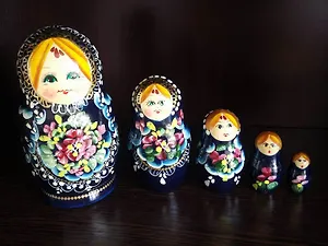 Матрешка 5М, дерево,17 см, расписная