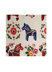 Отрез льна, 48*45 см, в пакете без подвеса, лошадки