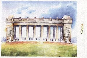 Открытка Москва акварель "ЦПКиО им. М. Горького"