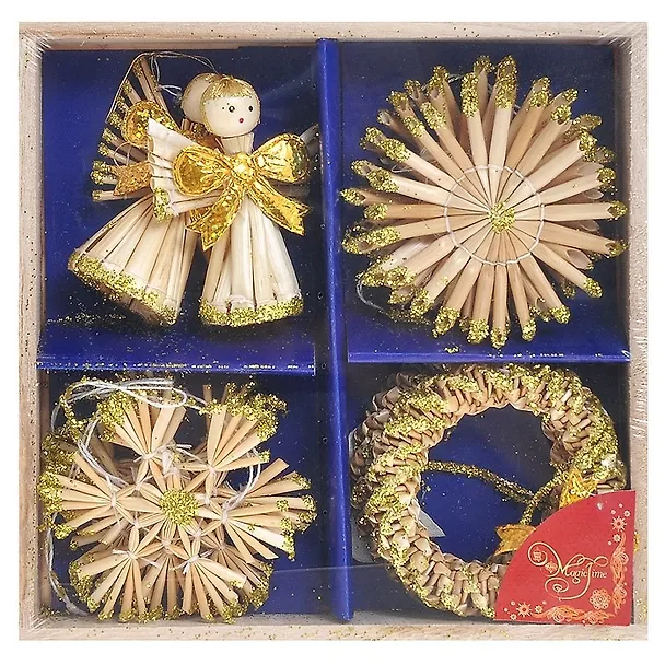 Новогоднее подвесное украшение из соломки (Набор из 12 шт) 30818 (13*13*2.5 см) (Феникс-Презент) 2380678 — 1