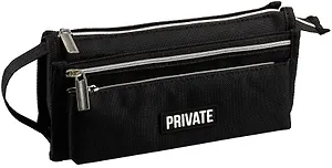 Пенал-косметичка 2 отделения, "Private" черный, 21*10*7,5 см