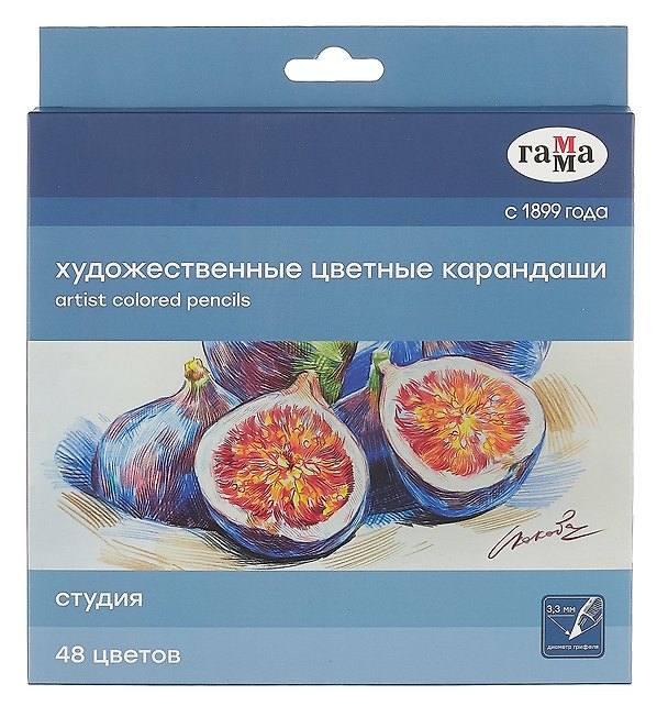 Карандаши цветные 48цв "Студия" худож., заточен., карт.уп., ГАММА 3037366 — 1
