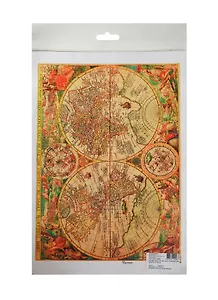 Рисовая карта для декупажа "Старинная карта мира №1" 21*29см