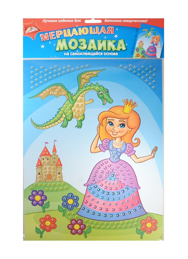 Самокл. мерцающая мозаика из мягк. пласт. Принцесса (C1573-29) (набор д/творч.) (упаковка) 2491621 — 1