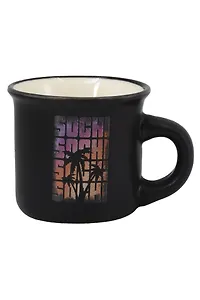 Кружка маленькая черная Сочи надпись,пальмы (фарфор) (75мл) (065-9-M-135-37-BL)