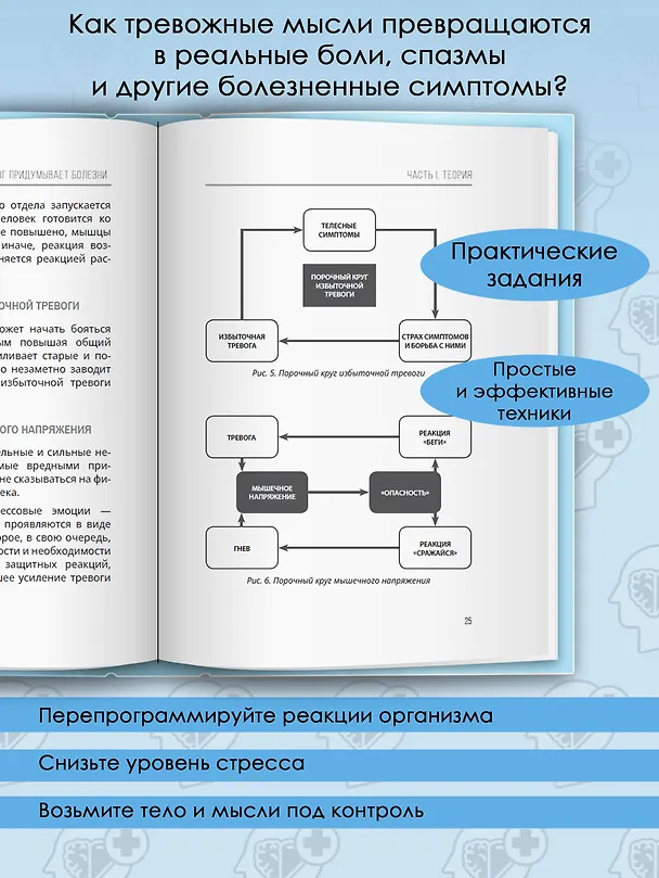 Книга Психосоматика: как мозг придумывает болезни. 10 шагов к избавлению от тревоги и стресса. КПТ-воркбук (Илья Качай) — 6