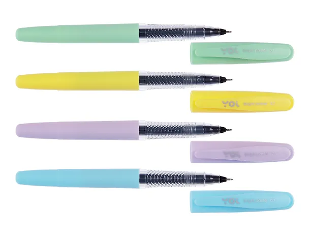 Ручки гелевые черные 12шт "Bright pastel" 0,7мм, ассорти, Yoi 3078473 — 5