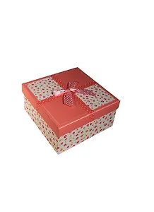 Коробка подарочная 18*18*8,4см, картон, декор.бант, розовая, Хансибэг