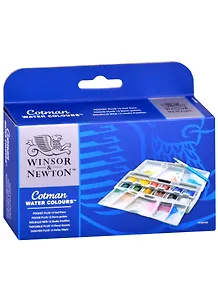 Краски акварельные "Cotman Pocket Plus" 12цв, мал.кюв., компактная кисть, пласт.кор, Winsor&Newton