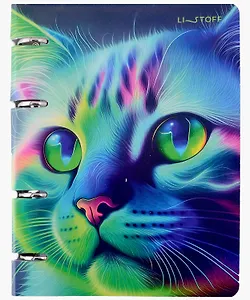 Тетрадь на кольцах в клетку Listoff, "Кот", 100 листов