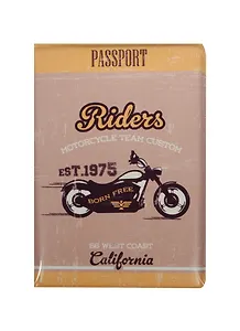 Обложка для паспорта Мотоцикл на коричневом фоне