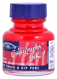 Тушь для каллиграфии 30мл малиновая (синяя крышка), Winsor&Newton