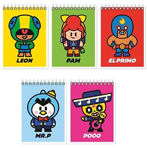 Блокнот А6 40 листов, нелинованный, &quot;Leon, Pam, El Primo, MR P, Poco&quot; спираль, в ассортименте