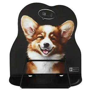 Подставка для книг/учебников "ВЕСЕЛЫЙ КОРГИ" 17x16,5x15,5см, черная, металл., фигурная вырубка