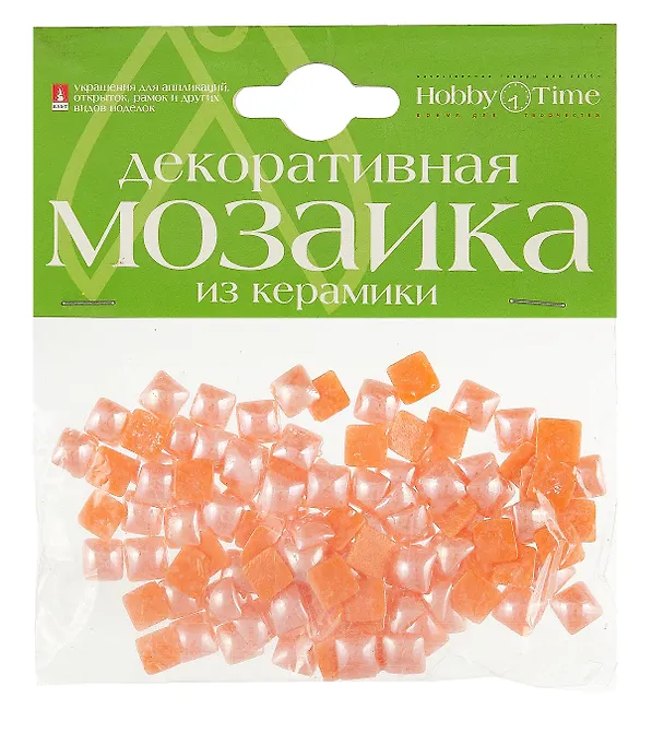 Набор для творчества HOBBY TIME, Мозаика декоративная из керамики Оранжевая 8*8мм,100шт 402293 — 1