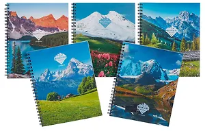 Тетрадь 80л кл. "Горные вершины"  мелов.картон, поля, офсет, ассорти