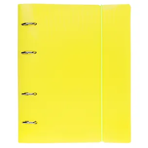 Тетрадь 120 листов, клетка, "Line neon" желтая, на кольцах, на резинке 3104472