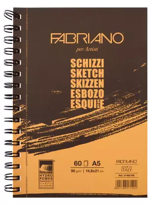 Альбом для зарисовок 14,8*21см 60л "Schizzi" спираль, 90г/м2, темная обложка, Fabriano — 2932308 — 1