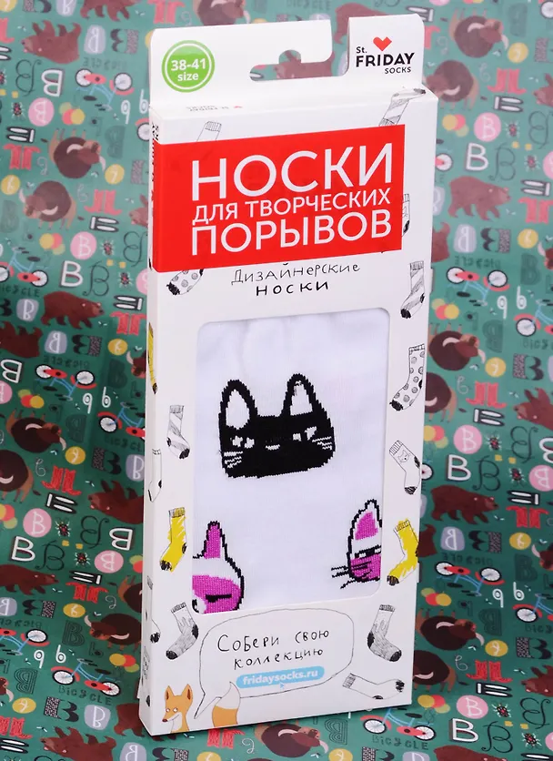 Дизайнерские носки Котята белые (размер 39-41) (B138-2-17-19) 2577181 — 4