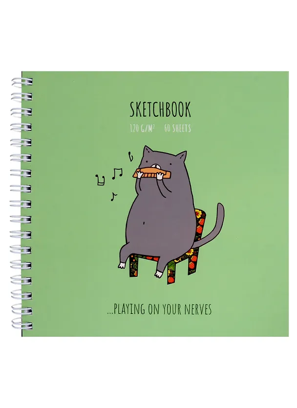 Скетчбук 150*150 60л "Harmonicat" белый офсет, 120г/м2, тв.обложка, выб. лак, софт. тач, спираль 2989009 — 1